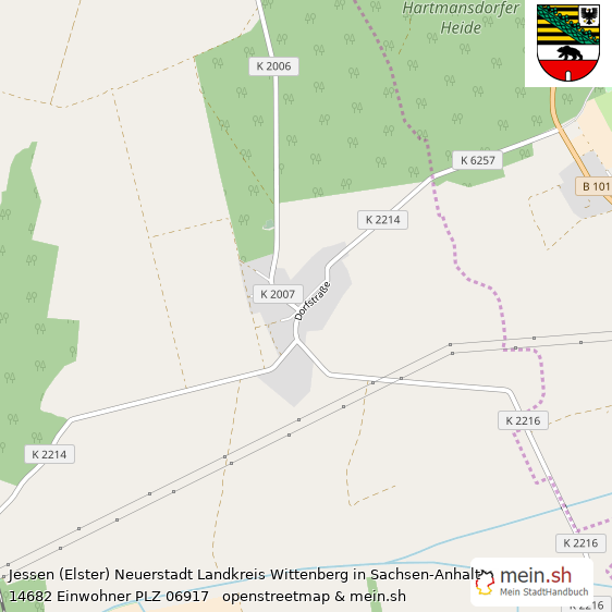 Jessen (Elster) Neuerstadt Landkreis Wittenberg Lageplan © Openstreetmap Contributors Jessen (Elster) Neuerstadt Lageplan